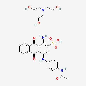 molecular formula C28H32N4O9S B12777943 4-((4-(Acetylamino)phenyl)amino)-1-amino-2-anthraquinonesulfonic acid, triethanolamine salt CAS No. 70788-50-0