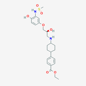 molecular formula C25H34N2O7S B12777962 ethyl 4-[4-[[(2S)-2-hydroxy-3-[4-hydroxy-3-(methanesulfonamido)phenoxy]propyl]amino]cyclohexyl]benzoate CAS No. 433212-41-0
