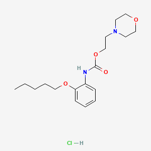 molecular formula C18H29ClN2O4 B12777976 Carbamic acid, (2-(pentyloxy)phenyl)-, 2-(4-morpholinyl)ethyl ester, monohydrochloride CAS No. 112922-95-9