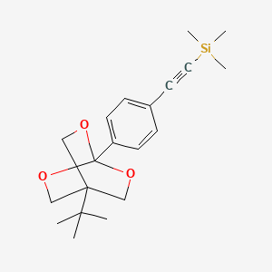 molecular formula C20H28O3Si B12777981 Silane, (((4-(1,1-dimethylethyl)-2,6,7-trioxabicyclo(2.2.2)oct-1-yl)phenyl)ethynyl)trimethyl- CAS No. 108636-25-5