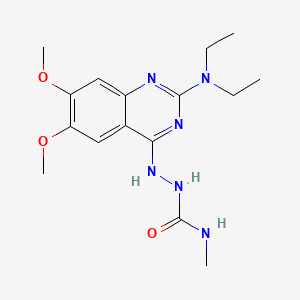 molecular formula C16H24N6O3 B12777983 Hydrazinecarboxamide, 2-(2-(diethylamino)-6,7-dimethoxy-4-quinazolinyl)-N-methyl-, hydrate CAS No. 134749-40-9
