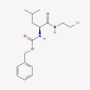 molecular formula C16H23ClN2O3 B12777991 Carbamic acid, (1-(((2-chloroethyl)amino)carbonyl)-3-methylbutyl)-, phenylmethyl ester, (S)- CAS No. 83510-60-5