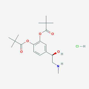 molecular formula C19H30ClNO5 B12778030 Dipivefrine hydrochloride, (R)- CAS No. 79071-01-5