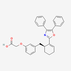 molecular formula C30H27NO4 B12778060 2-[3-[[(1S)-2-(4,5-diphenyl-1,3-oxazol-2-yl)cyclohex-2-en-1-yl]methyl]phenoxy]acetic acid CAS No. 200433-03-0