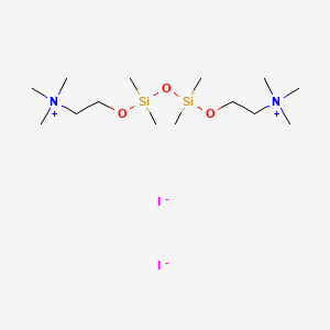 molecular formula C14H38I2N2O3Si2 B12778104 N,N,N,2,2,6,6,8,8-Nonamethyl-5,7,9-trioxa-2-azonia-6,8-disilaundecan-11-aminium diiodide CAS No. 83454-21-1