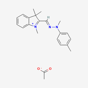 molecular formula C20H24N3.C2H3O2<br>C22H27N3O2 B12778116 3H-Indolium, 1,3,3-trimethyl-2-((methyl(4-methylphenyl)hydrazono)methyl)-, acetate CAS No. 83949-71-7