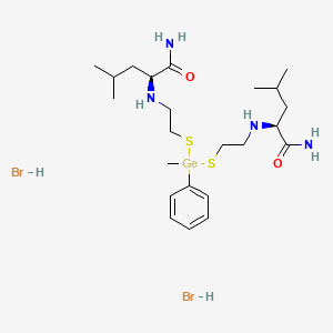 molecular formula C23H44Br2GeN4O2S2 B12778152 N,N'-((Methylphenylgermanylene)bis(thio-2,1-ethanediyl))bisleucinamide dihydrobromide CAS No. 120627-02-3