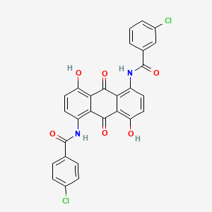 molecular formula C28H16Cl2N2O6 B12778176 3-Chloro-N-(5-((4-chlorobenzoyl)amino)-9,10-dihydro-4,8-dihydroxy-9,10-dioxo-1-anthryl)benzamide CAS No. 83721-55-5