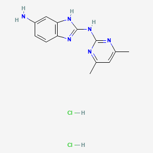 molecular formula C13H16Cl2N6 B12778199 2-N-(4,6-dimethylpyrimidin-2-yl)-3H-benzimidazole-2,5-diamine;dihydrochloride CAS No. 124636-11-9