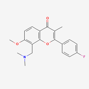 molecular formula C20H20FNO3 B12778222 Flavone, 8-((dimethylamino)methyl)-4'-fluoro-7-methoxy-3-methyl- CAS No. 86073-55-4