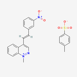 molecular formula C24H21N3O5S B12778266 1-Methyl-4-(3-nitrostyryl)cinnolinium p-toluenesulfonate CAS No. 65168-11-8