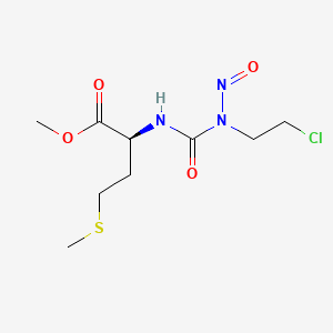 molecular formula C9H16ClN3O4S B12778298 Methionine, N-((2-chloroethyl)nitrosocarbamoyl)-, methyl ester, L- CAS No. 102489-71-4