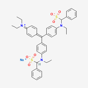 molecular formula C41H44N3NaO6S2 B12778318 Hydrogen (4-((4-(diethylamino)phenyl)(4-(ethyl(sulphonatobenzyl)amino)phenyl)methylene)cyclohexa-2,5-dien-1-ylidene)(ethyl)(sulphonatobenzyl)ammonium, sodium salt CAS No. 94248-53-0