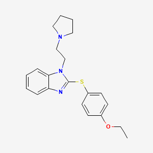 molecular formula C21H25N3OS B12778354 2-(4-ethoxyphenyl)sulfanyl-1-(2-pyrrolidin-1-ylethyl)benzimidazole CAS No. 13451-68-8