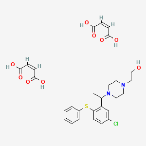 molecular formula C28H33ClN2O9S B12778361 (Z)-but-2-enedioic acid;2-[4-[1-(5-chloro-2-phenylsulfanylphenyl)ethyl]piperazin-1-yl]ethanol CAS No. 112446-52-3
