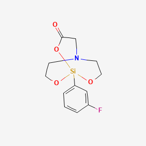 molecular formula C12H14FNO4Si B12778369 2,8,9-Trioxa-5-aza-1-silabicyclo(3.3.3)undecan-3-one, 1-(m-fluorophenyl)- CAS No. 104724-17-6
