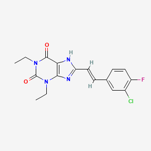 molecular formula C17H16ClFN4O2 B12778376 (E)-8-(3-Chloro-4-fluorostyryl)-1,3-diethylxanthine CAS No. 155271-97-9