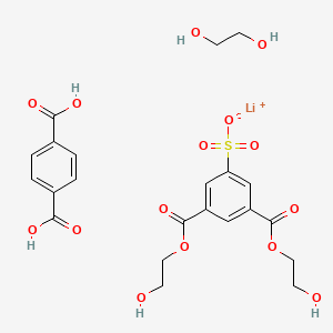 molecular formula C22H25LiO15S B12778387 Lithium;3,5-bis(2-hydroxyethoxycarbonyl)benzenesulfonate;ethane-1,2-diol;terephthalic acid CAS No. 171429-97-3