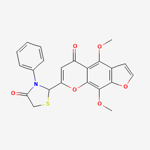 molecular formula C22H17NO6S B12778391 2-(4,9-Dimethoxy-5-oxo-5H-furo(3,2-g)(1)benzopyran-7-yl)-3-phenyl-4-thiazolidinone CAS No. 201747-37-7
