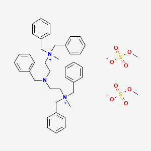 molecular formula C41H49N3.2CH3O4S<br>C43H55N3O8S2 B12778404 Benzenemethanaminium, N,N'-(((phenylmethyl)imino)di-2,1-ethanediyl)bis(N-methyl-N-(phenylmethyl)-, bis(methyl sulfate) CAS No. 73038-36-5