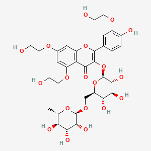 molecular formula C33H42O19 B12778469 3',5,7-Tri-O-(beta-hydroxyethyl)rutoside CAS No. 81793-49-9