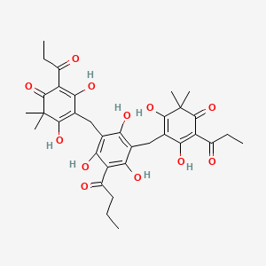 molecular formula C34H40O12 B12778477 Filixic acid pbp CAS No. 51005-85-7