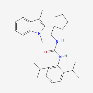 molecular formula C29H39N3O B12778559 Urea, N-(2,6-bis(1-methylethyl)phenyl)-N'-((1-(1,3-dimethyl-1H-indol-2-yl)cyclopentyl)methyl)- CAS No. 145131-61-9