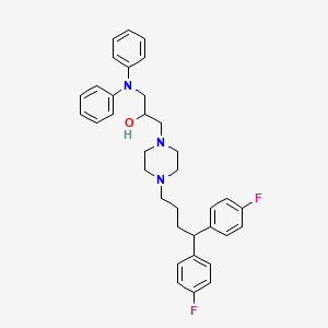 molecular formula C35H39F2N3O B12778565 4-(4,4-Bis(4-fluorophenyl)butyl)-alpha-((diphenylamino)methyl)-1-piperazineethanol CAS No. 143760-26-3