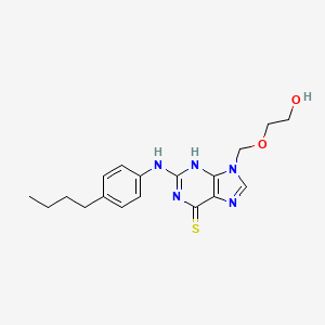 molecular formula C18H23N5O2S B12778593 1,9-Dihydro-2-((4-butylphenyl)amino)-9-((2-hydroxyethoxy)methyl)-6H-purine-6-thione CAS No. 104715-84-6