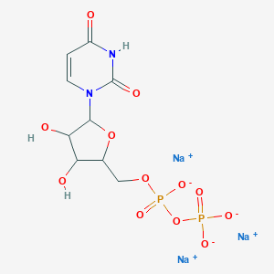 molecular formula C9H11N2Na3O12P2 B127786 三钠；[[5-(2,4-二氧嘧啶-1-基)-3,4-二羟基氧杂环-2-基]甲氧基-氧化磷酰基] 磷酸盐 CAS No. 21931-53-3