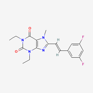 molecular formula C18H18F2N4O2 B12778601 (E)-8-(3,5-Difluorostyryl)-1,3-diethyl-7-methylxanthine CAS No. 155271-81-1