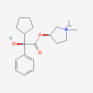 molecular formula C19H28NO3+ B12778608 Glycopyrronium, threo- CAS No. 740031-54-3