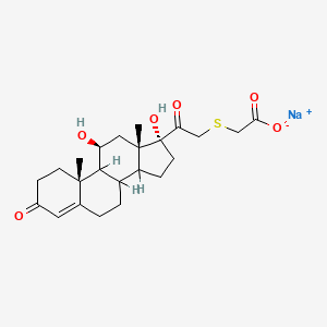 molecular formula C23H31NaO6S B12778647 (11-beta)-((11,17-Dihydroxy-3,20-dioxopregn-4-en-21-yl)thio)acetic acid sodium salt CAS No. 114967-93-0