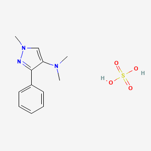 molecular formula C12H17N3O4S B12778664 Pyrazole, 4-(dimethylamino)-1-methyl-3-phenyl-, sulfate CAS No. 91857-54-4