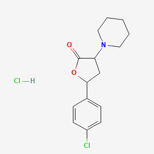 molecular formula C15H19Cl2NO2 B12778732 Dihydro-5-(4-chlorophenyl)-3-(1-piperidinyl)-2(3H)-furanone hydrochloride CAS No. 139084-79-0
