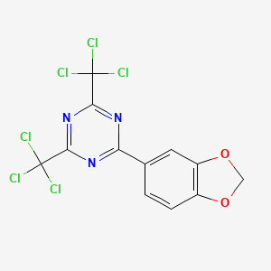 molecular formula C12H5Cl6N3O2 B1277875 2-(1,3-Benzodioxol-5-yl)-4,6-bis(trichloromethyl)-1,3,5-triazine CAS No. 71255-78-2