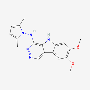 molecular formula C18H19N5O2 B12778753 5H-Pyridazino(4,5-b)indol-4-amine, 7,8-dimethoxy-N-(2,5-dimethyl-1H-pyrrol-1-yl)- CAS No. 121638-63-9