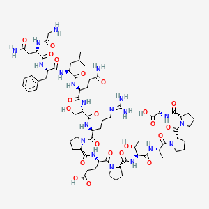 molecular formula C70H108N20O22 B12778809 L-Alanine, glycyl-L-asparaginyl-L-phenylalanyl-L-leucyl-L-glutaminyl-L-seryl-L-arginyl-L-prolyl-L-alpha-glutamyl-L-prolyl-L-threonyl-L-alanyl-L-prolyl-L-prolyl- CAS No. 119400-70-3