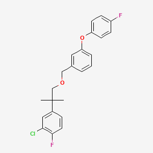 molecular formula C23H21ClF2O2 B12778853 Benzene, 1-((2-(3-chloro-4-fluorophenyl)-2-methylpropoxy)methyl)-3-(4-fluorophenoxy)- CAS No. 80844-10-6