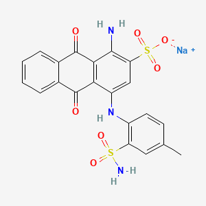 molecular formula C21H16N3NaO7S2 B12778865 2-Anthracenesulfonic acid, 1-amino-4-(((aminosulfonyl)-4-methylphenyl)amino)-9,10-dihydro-9,10-dioxo-, monosodium salt CAS No. 85280-21-3
