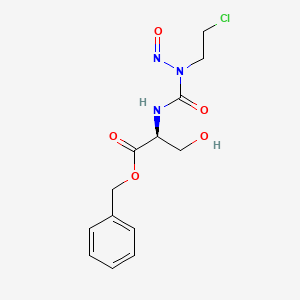 molecular formula C13H16ClN3O5 B12778897 Serine, N-((2-chloroethyl)nitrosocarbamoyl)-, benzyl ester, L- CAS No. 96409-01-7