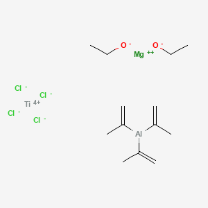 molecular formula C13H25AlCl4MgO2Ti B12778913 Magnesium;ethanolate;titanium(4+);tris(prop-1-en-2-yl)alumane;tetrachloride 