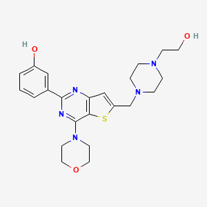 molecular formula C23H29N5O3S B12779017 1-Piperazineethanol, 4-[[2-(3-hydroxyphenyl)-4-(4-morpholinyl)thieno[3,2-d]pyrimidin-6-yl]methyl]- CAS No. 885617-20-9