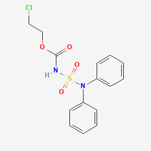 molecular formula C15H15ClN2O4S B12779063 Carbamic acid, ((diphenylamino)sulfonyl)-, 2-chloroethyl ester CAS No. 116943-58-9