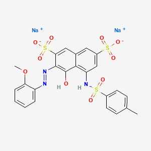 molecular formula C24H19N3Na2O10S3 B12779228 Disodium 4-hydroxy-3-((2-methoxyphenyl)azo)-5-(((p-tolyl)sulphonyl)amino)naphthalene-2,7-disulphonate CAS No. 6505-96-0