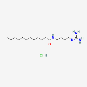 molecular formula C17H37ClN4O B12779250 Lauramidobutyl guanidine hydrochloride CAS No. 499222-90-1