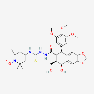 molecular formula C32H43N4O9S B12779265 N-Podophyllic acid-N''-(4-(2,2,6,6-tetramethyl-1-piperidinyl)oxy)thiosemicarbazide CAS No. 125654-64-0