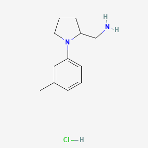molecular formula C12H19ClN2 B12779291 (+-)-1-(3-Methylphenyl)-2-pyrrolidinemethanamine monohydrochloride CAS No. 142469-57-6