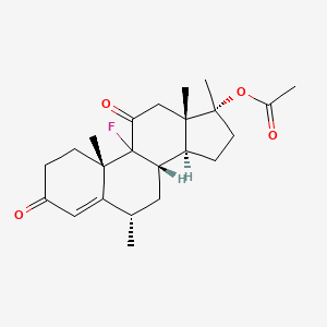 molecular formula C23H31FO4 B12779355 Androst-4-ene-3,11-dione, 9-fluoro-17beta-hydroxy-6alpha,17-dimethyl-, acetate CAS No. 426-14-2