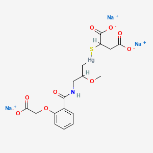 molecular formula C17H18HgNNa3O9S B12779360 N-(2-Methoxy-3-(1,2-dicarboxyethylthiomercuri)propyl)-o-carboxymethyl salicylamide trisodium CAS No. 67479-01-0